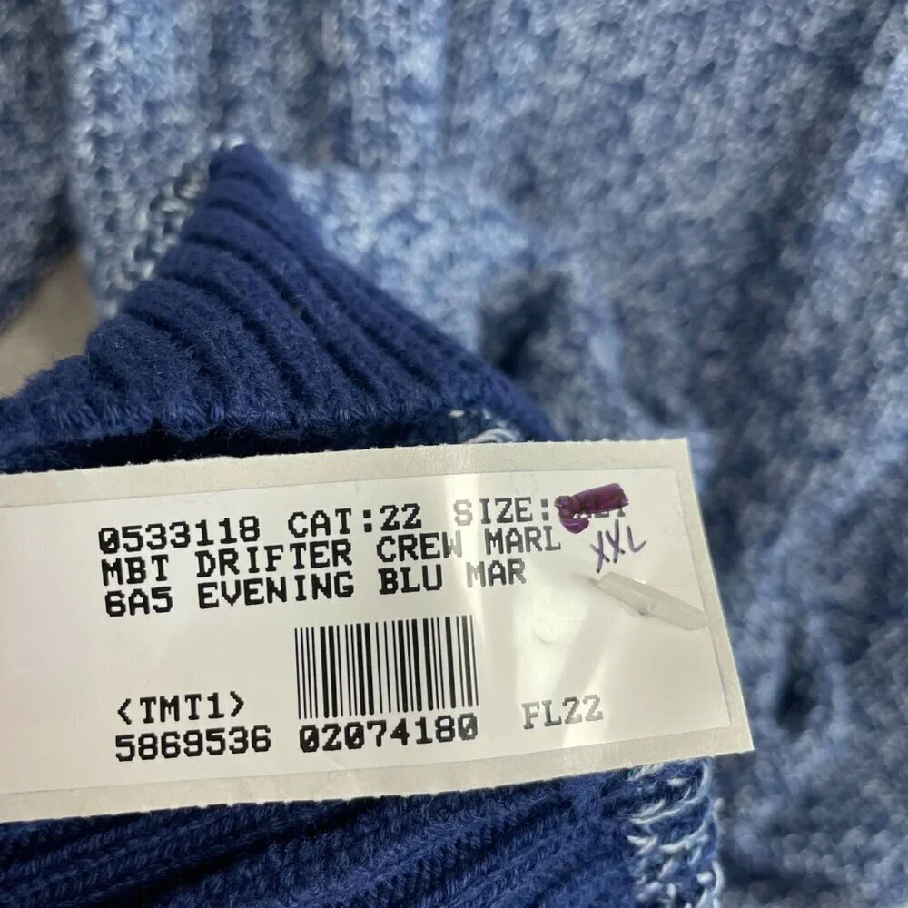 NEW Lands' End Drifter Men's XXL Sweater Blue Marled Knit Crewneck Pullover